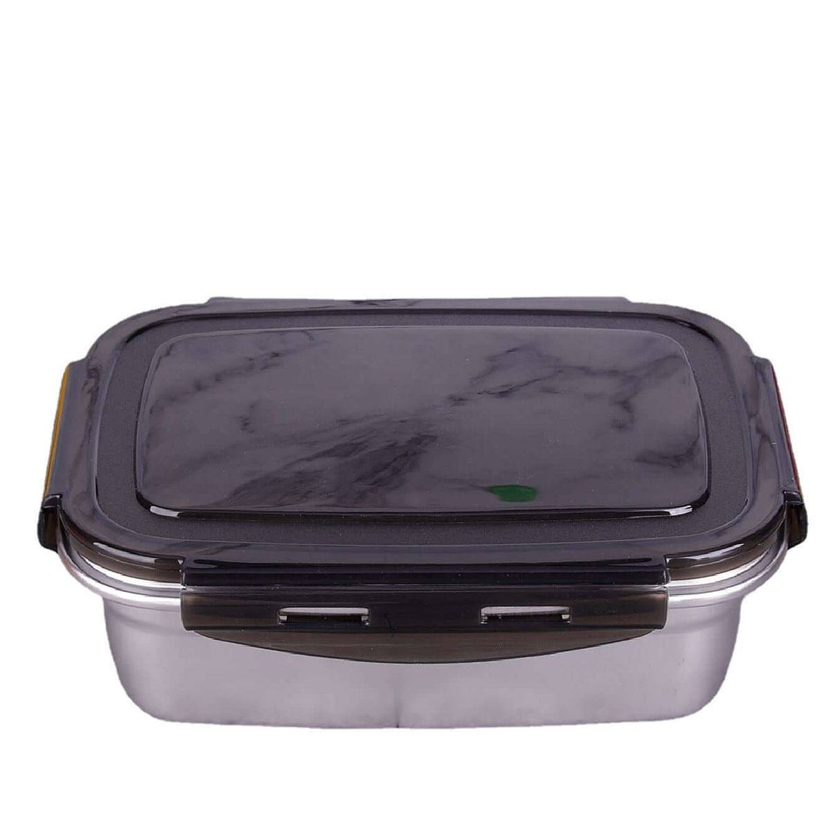 Pote de aço inox quadrangular hermético. 