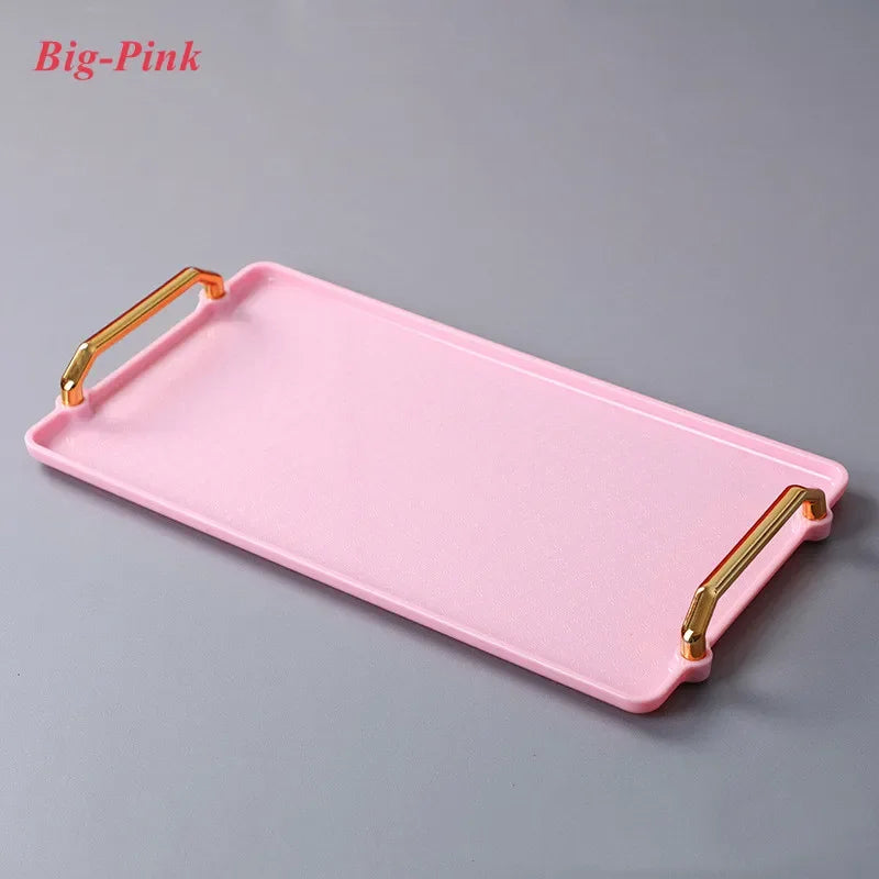 Bandeja retangular plástica de luxo, Bandejas de armazenamento para café, doces, caneca, frutas, sobremesa, festa, casa, organizador de cozinha