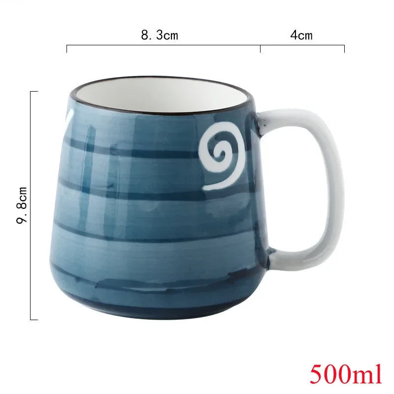 Copo cerâmico com leite matinal com alça, estilo tradicional, suco, café, cerveja, sopa, chá da tarde, escritório, presente para pessoas, 500ml