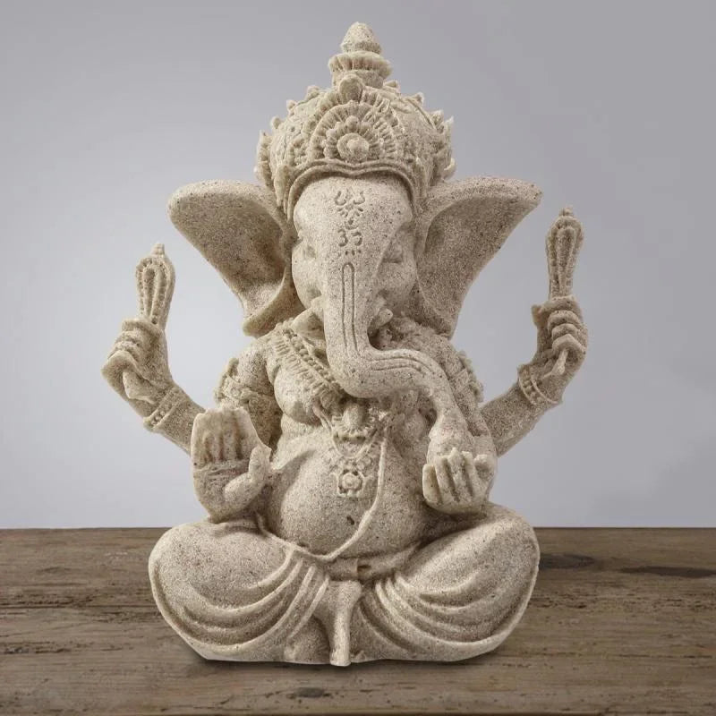 Sandstone buddha buddha estátua, handmade elefante estatueta, acessórios de decoração
