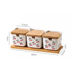 Conjunto de potes de tempero de cerâmica, caixa quadrada de armazenamento de cereja, sal, açúcar, pimenta, molho de soja, garrafa de vinagre, utensílios de cozinha, novo