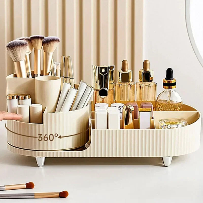 360 graus de rotação desktop caixa armazenamento maquiagem luxo cosméticos skincare batom jóias classificação recipiente organizador doméstico