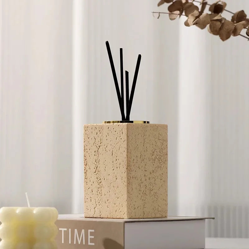 AhunderJiaz-Wabi Estilo Natural Mármore Vintage Aromaterapia Garrafa, Frasco Difusor, Dispenser, Home Decor, Sala