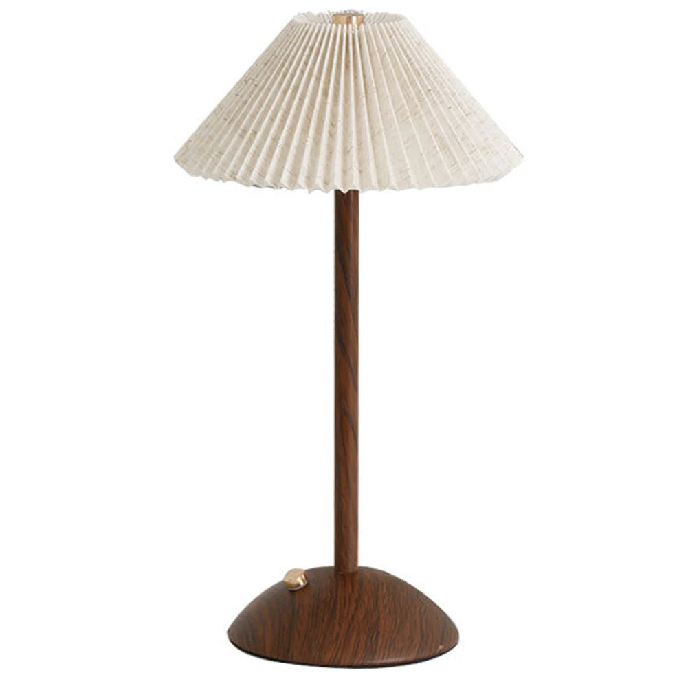 Portátil LED Desk Lamp com Base de Madeira, Pequeno Candeeiro De Mesa, Tecido Sombra, Regulável, Toque, Recarregável, Sala De Estar, Dormitório, Casa, Escritório
