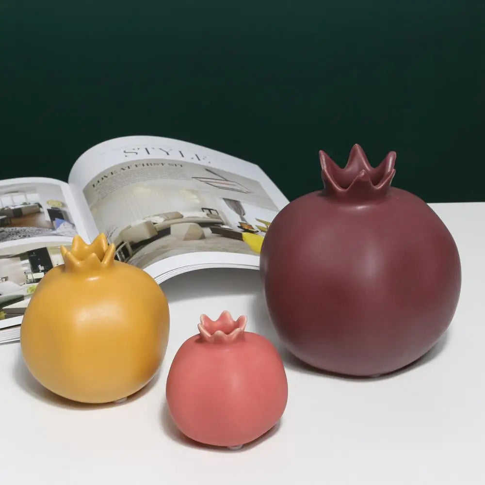 Figuras de cerâmica de romã, criativas, nórdicas, cor sólida, fosco, decoração de sala de estar, prateleira de parede, artesanato, decoração de quarto, vaso de flores