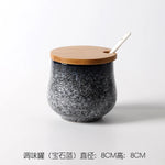 Frasco De Tempero De Cerâmica Com Colher, Frasco De Especiarias De Açúcar De Sal, Conjunto De Caixa De Tempero De Glutamato Monossódico, Suprimentos De Cozinha Vintage