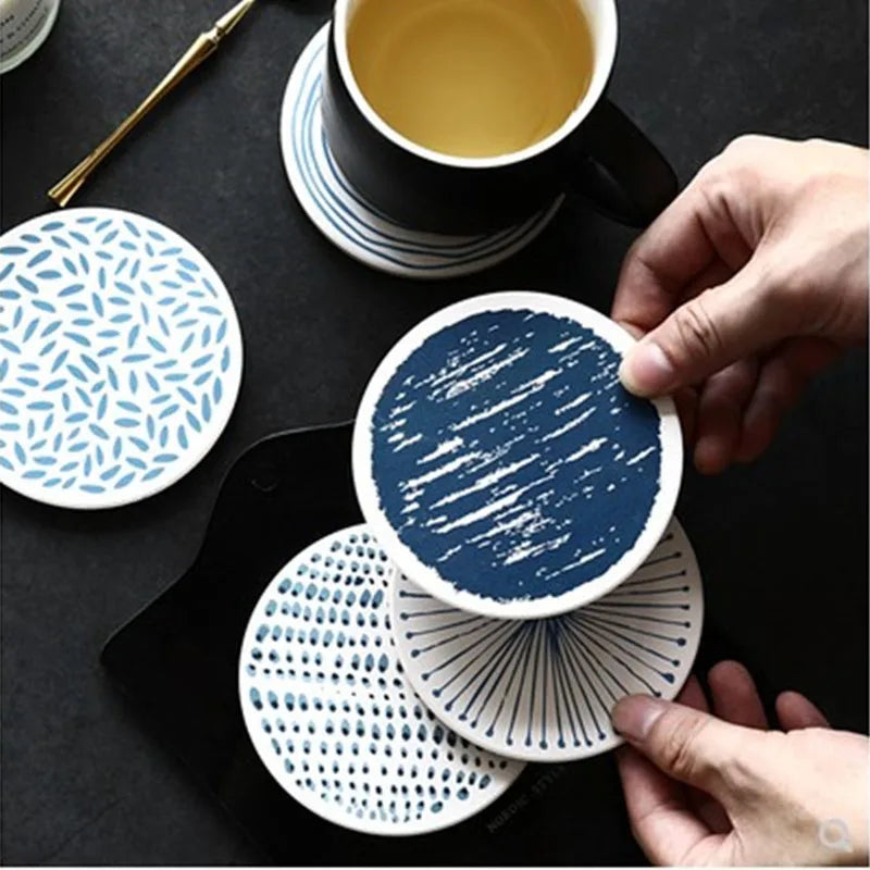 Super Absorvente Diatomita Coasters, Beber Coffee Cup Mat, Placemats fáceis de limpar, Almofada de chá redonda, Suporte de mesa, 6 pcs