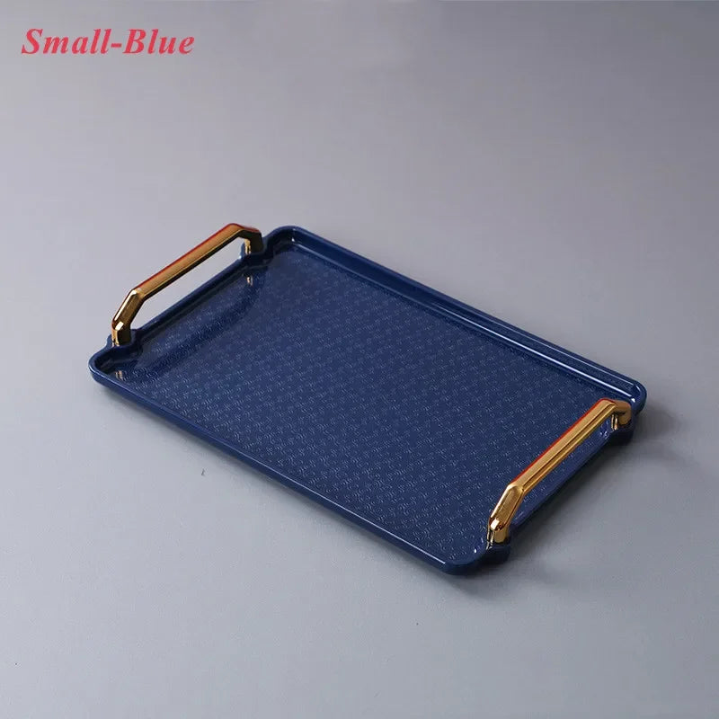 Bandeja retangular plástica de luxo, Bandejas de armazenamento para café, doces, caneca, frutas, sobremesa, festa, casa, organizador de cozinha