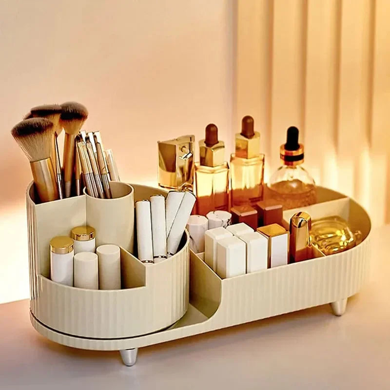 360 graus de rotação desktop caixa armazenamento maquiagem luxo cosméticos skincare batom jóias classificação recipiente organizador doméstico