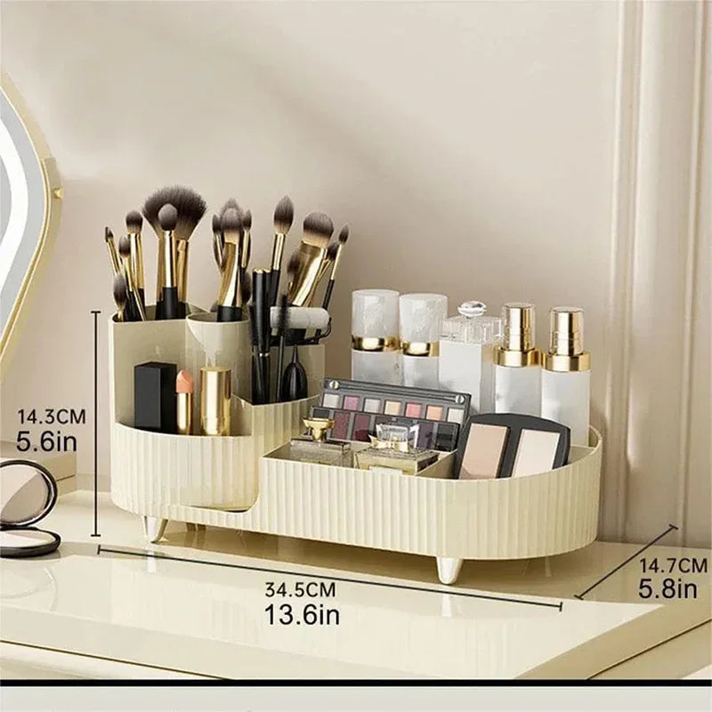 360 graus de rotação desktop caixa armazenamento maquiagem luxo cosméticos skincare batom jóias classificação recipiente organizador doméstico