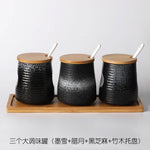 Frasco De Tempero De Cerâmica Com Colher, Frasco De Especiarias De Açúcar De Sal, Conjunto De Caixa De Tempero De Glutamato Monossódico, Suprimentos De Cozinha Vintage