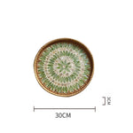 Bandeja redonda de vime feita à mão, concha colorida, bandeja de armazenamento, convidado doméstico, sala de jantar, decoração de mesa, decoração de casa