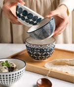 4.5 polegadas tigela de cerâmica tigela cozinha talheres conjunto tigela estilo japonês personalizado tigela arroz vintage padrão caixa presente 5 pçs