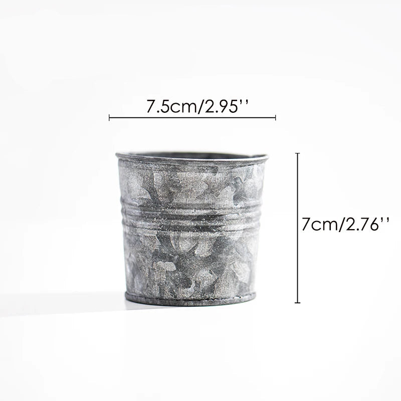 Mini copo de ferro para flores, copo retrô de metal pequeno com alça, vaso de plantas, adereços para fotografia, ferramentas de decoração para casa