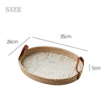 Wabi-Sabi Estilo Natural Shell Fruit Plate, Cesta De Sobremesa, Bandeja De Armazenamento De Rattan Artesanal, Banheiro Decoração De Casa Organização