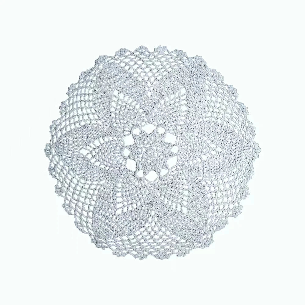 Handmade Crochet Hook Flower Lace Colchões, Placemat Algodão, Placemat Circular, Doily Mesas Rurais, Place Mat para Decoração