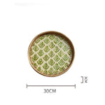 Bandeja redonda de vime feita à mão, concha colorida, bandeja de armazenamento, convidado doméstico, sala de jantar, decoração de mesa, decoração de casa