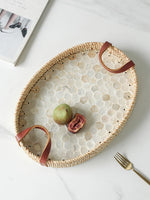Wabi-Sabi Estilo Natural Shell Fruit Plate, Cesta De Sobremesa, Bandeja De Armazenamento De Rattan Artesanal, Banheiro Decoração De Casa Organização