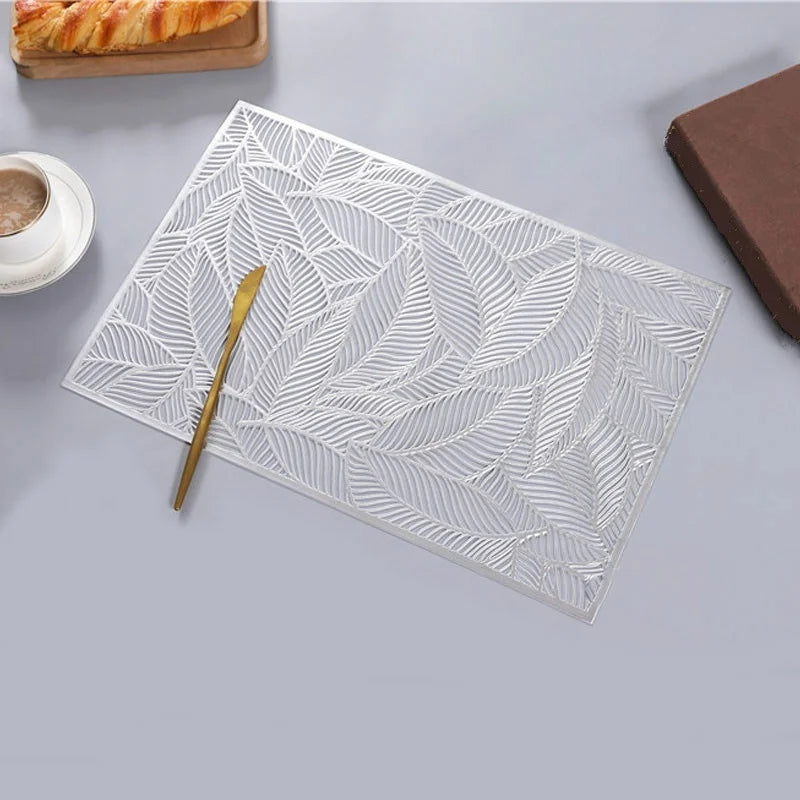 Sousplat de Jantar Elegante Folhas de Ouro