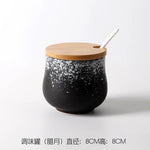 Frasco De Tempero De Cerâmica Com Colher, Frasco De Especiarias De Açúcar De Sal, Conjunto De Caixa De Tempero De Glutamato Monossódico, Suprimentos De Cozinha Vintage