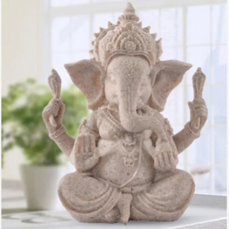 Sandstone buddha buddha estátua, handmade elefante estatueta, acessórios de decoração