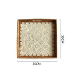 Bandeja premium de concha quadrada de luxo, rattan feito à mão, cesta de frutas de piquenique colorida, conjunto de armazenamento de cozinha, decoração de mobiliário doméstico