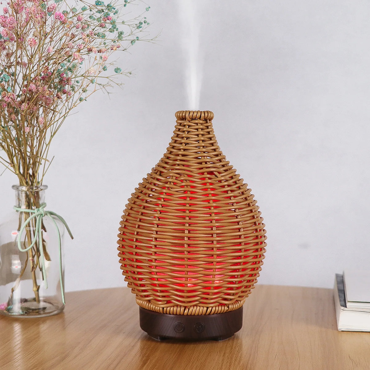 Madeira Weave Mini Vaso Umidificador De Ar, Ultrasonic Fragrância De Água, Difusor De Óleo Essencial, USB Eletrônico, Casa, Quarto