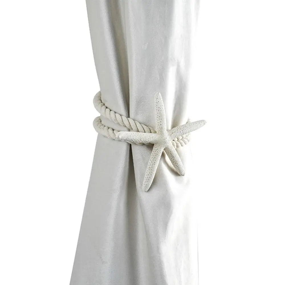 Natural Starfish Curtain Tie Rope, Criativa Nordic Curtain Buckle, Laço de fixação estável para sala de estar