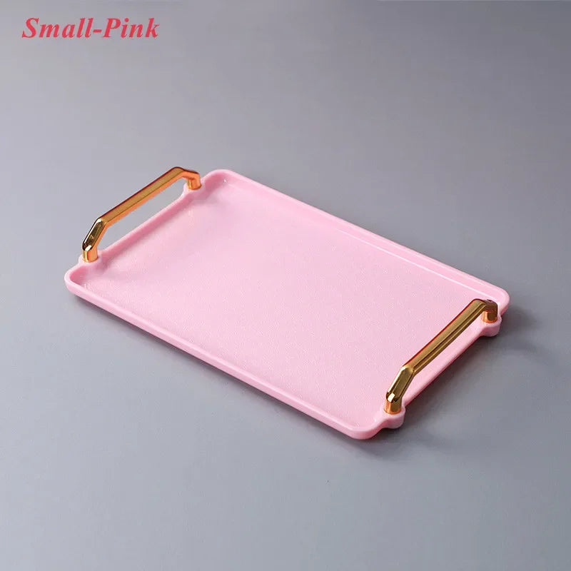 Bandeja retangular plástica de luxo, Bandejas de armazenamento para café, doces, caneca, frutas, sobremesa, festa, casa, organizador de cozinha