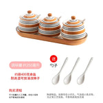 Moderno conjunto de três peças caixa de tempero de cerâmica pote de especiarias casa sal frasco de açúcar molho de soja garrafa de vinagre acessórios de cozinha novo