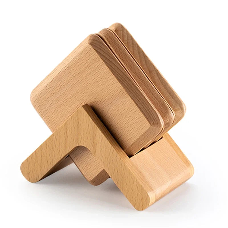 Praça Coaster De Madeira Conjunto Com Suporte, Porta-copos, Cup Mats, Noz Preta Café Placemats, Acessórios De Mesa, 6Pcs