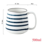 Copo cerâmico com leite matinal com alça, estilo tradicional, suco, café, cerveja, sopa, chá da tarde, escritório, presente para pessoas, 500ml