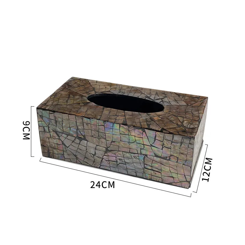 Ahunderjiaz-Caixa de tecido de concha colorida criativa, organizador de tecido, sala de estar, enfeites de mesa, decoração de casa