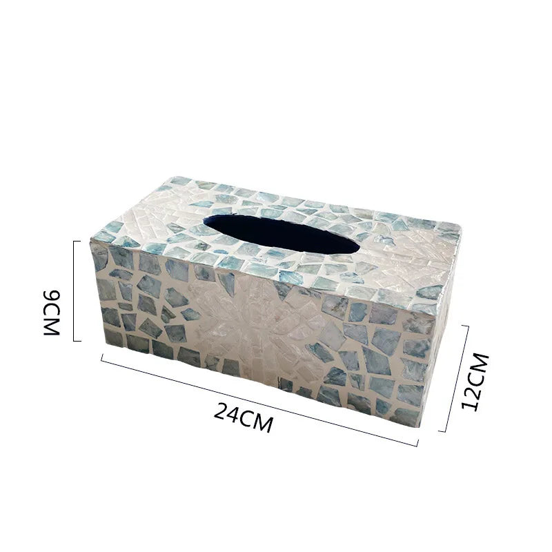 Ahunderjiaz-Caixa de tecido de concha colorida criativa, organizador de tecido, sala de estar, enfeites de mesa, decoração de casa