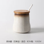 Frasco De Tempero De Cerâmica Com Colher, Frasco De Especiarias De Açúcar De Sal, Conjunto De Caixa De Tempero De Glutamato Monossódico, Suprimentos De Cozinha Vintage