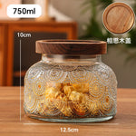 Vidro Selado Latas para Lanches Grãos Doces e Materiais Medicinais, Vintage Girassol Onda, Jarra De Armazenamento De Vidro, Latas De Café, Temperos