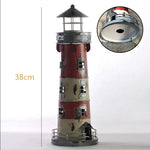 Castiçais retro do ferro forjado do farol, ofício artesanal, mediterrânico, decoração nostálgica criativa, decoração Home