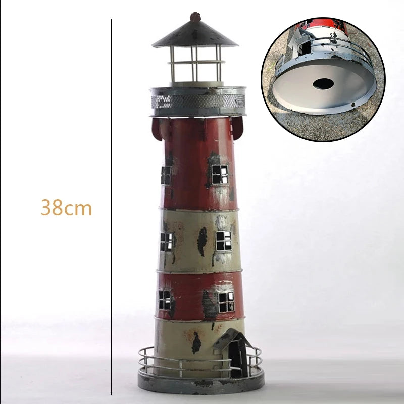 Castiçais retro do ferro forjado do farol, ofício artesanal, mediterrânico, decoração nostálgica criativa, decoração Home