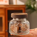 Vidro Selado Latas para Lanches Grãos Doces e Materiais Medicinais, Vintage Girassol Onda, Jarra De Armazenamento De Vidro, Latas De Café, Temperos