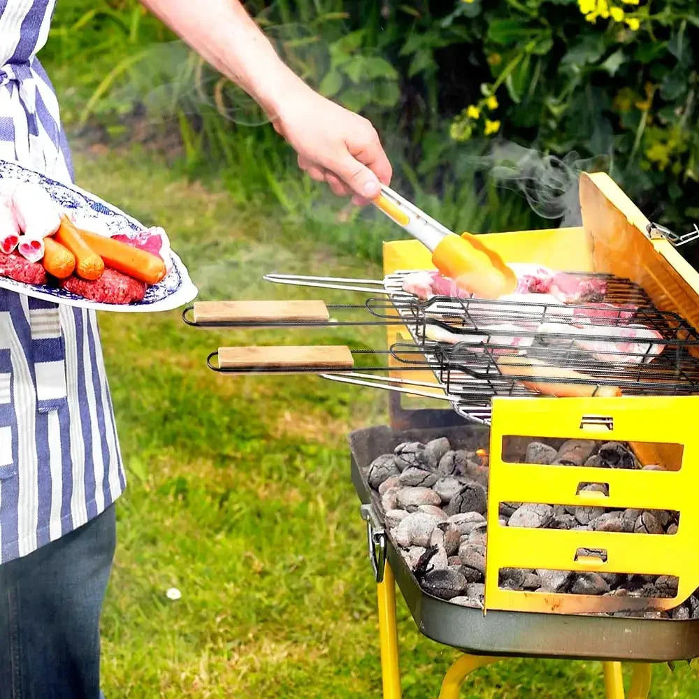Non-stick churrasco grill malha, 1 parte, churrasqueira portátil malhas, peixe grelhar cesta, acessórios de cozinha