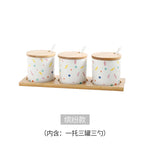 Criativo dos desenhos animados pintados de cerâmica tempero conjunto frasco de porcelana sal frasco de açúcar grão tanque spice pepper caixa de armazenamento recipiente de alimentos