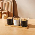 Jarra de cerâmica com padrão de pedra criativa, pote de óleo, garrafa de pimenta, cozinha doméstica, pimenta, açúcar, sal, recipiente de armazenamento de alimentos