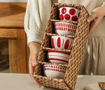 4.5 polegadas tigela de cerâmica tigela cozinha talheres conjunto tigela estilo japonês personalizado tigela arroz vintage padrão caixa presente 5 pçs