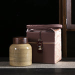 Tampa de madeira retro frasco de armazenamento de cerâmica à prova de umidade selada canister de chá frasco de doces recipiente de armazenamento de alimentos artesanato decoração de casa