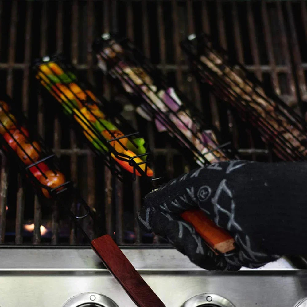 Non-stick churrasco grill malha, 1 parte, churrasqueira portátil malhas, peixe grelhar cesta, acessórios de cozinha