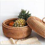 Cesta de Frutas com Tampa de Rattan