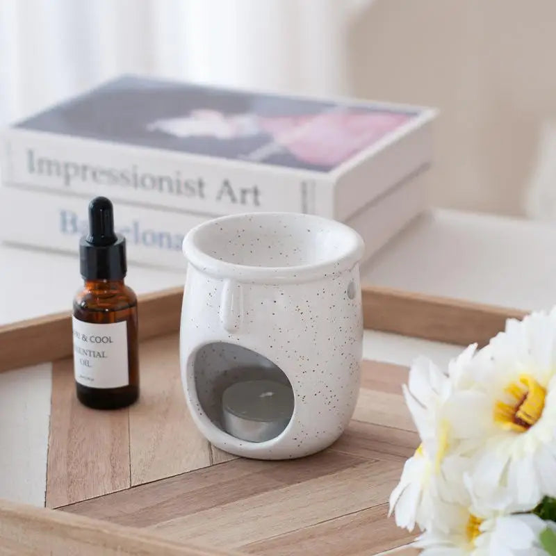 Queimador De Óleo Essencial De Cerâmica E Fogão De Aromaterapia Com Castiçal, Aquecedor De Fragrância Criativa Para Home Spa E Meditação