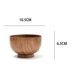 Tigela de madeira estilo japonês, madeira jujuba, redonda tigela de sopa grande, tigela de arroz criativa