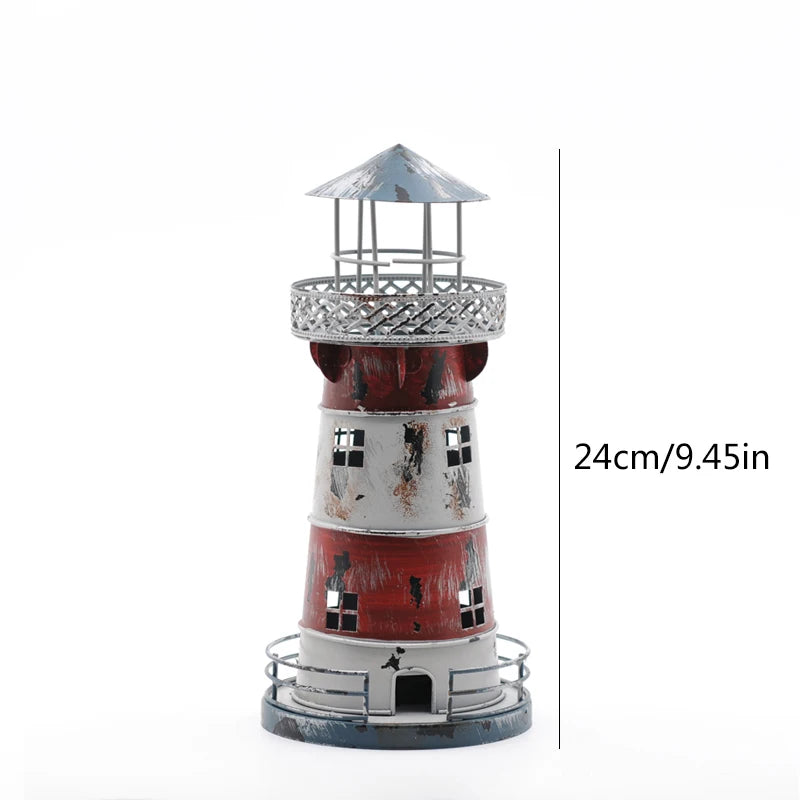 Castiçais retro do ferro forjado do farol, ofício artesanal, mediterrânico, decoração nostálgica criativa, decoração Home