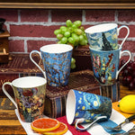 Novo estilo pintados à mão pintura a óleo caneca de café artista céu estrelado cerâmica caneca osso china copo caixa de presente de aniversário de casamento presente